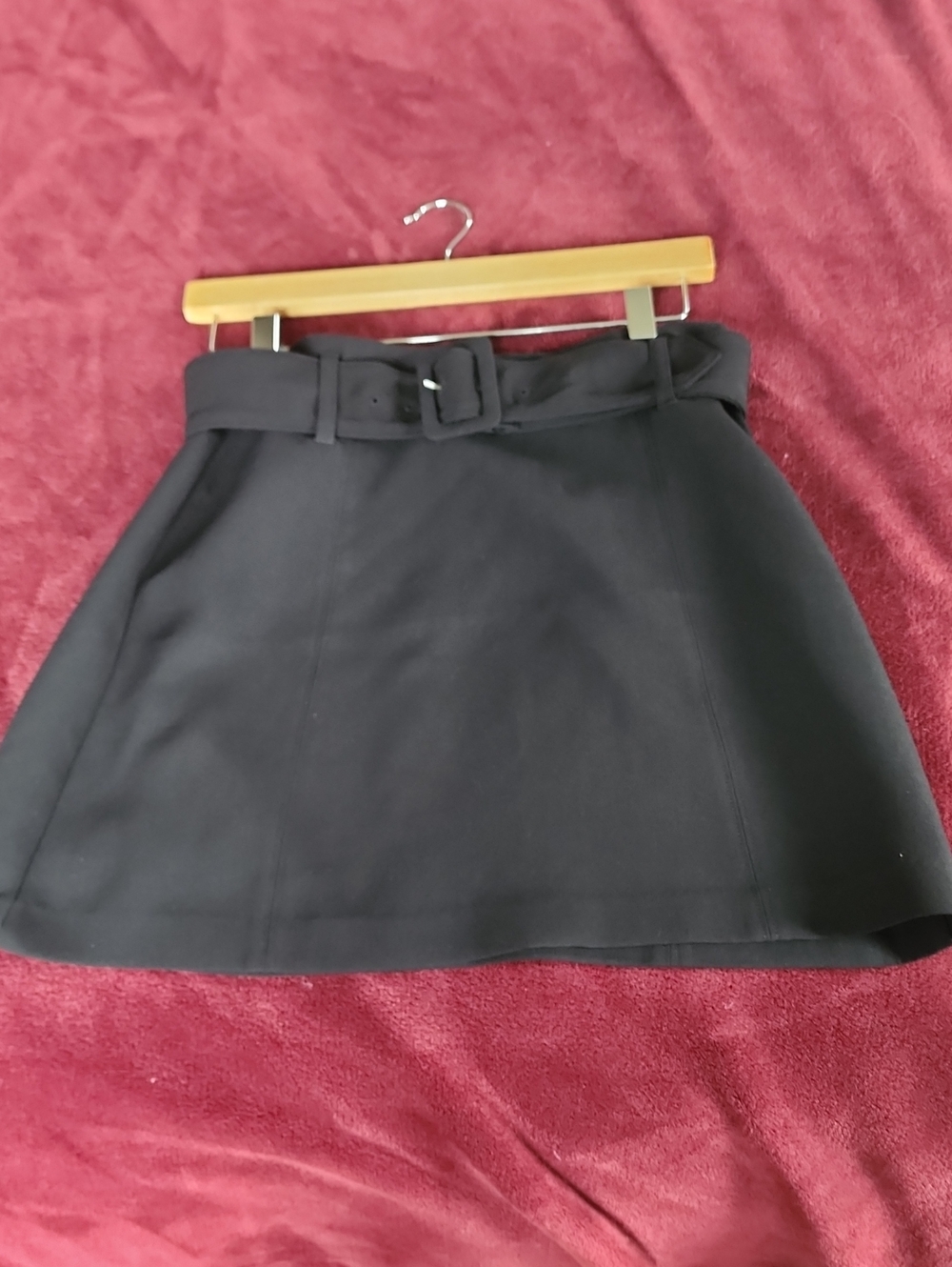 Dynamite Black A-Line Belted Mini Skirt